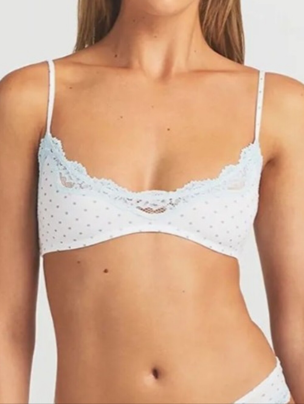 SKIMS FITS EVERYBODY LACE SCOOP  BRALETTE IN THE SLATE PIN DOT PRINT COLORWAY